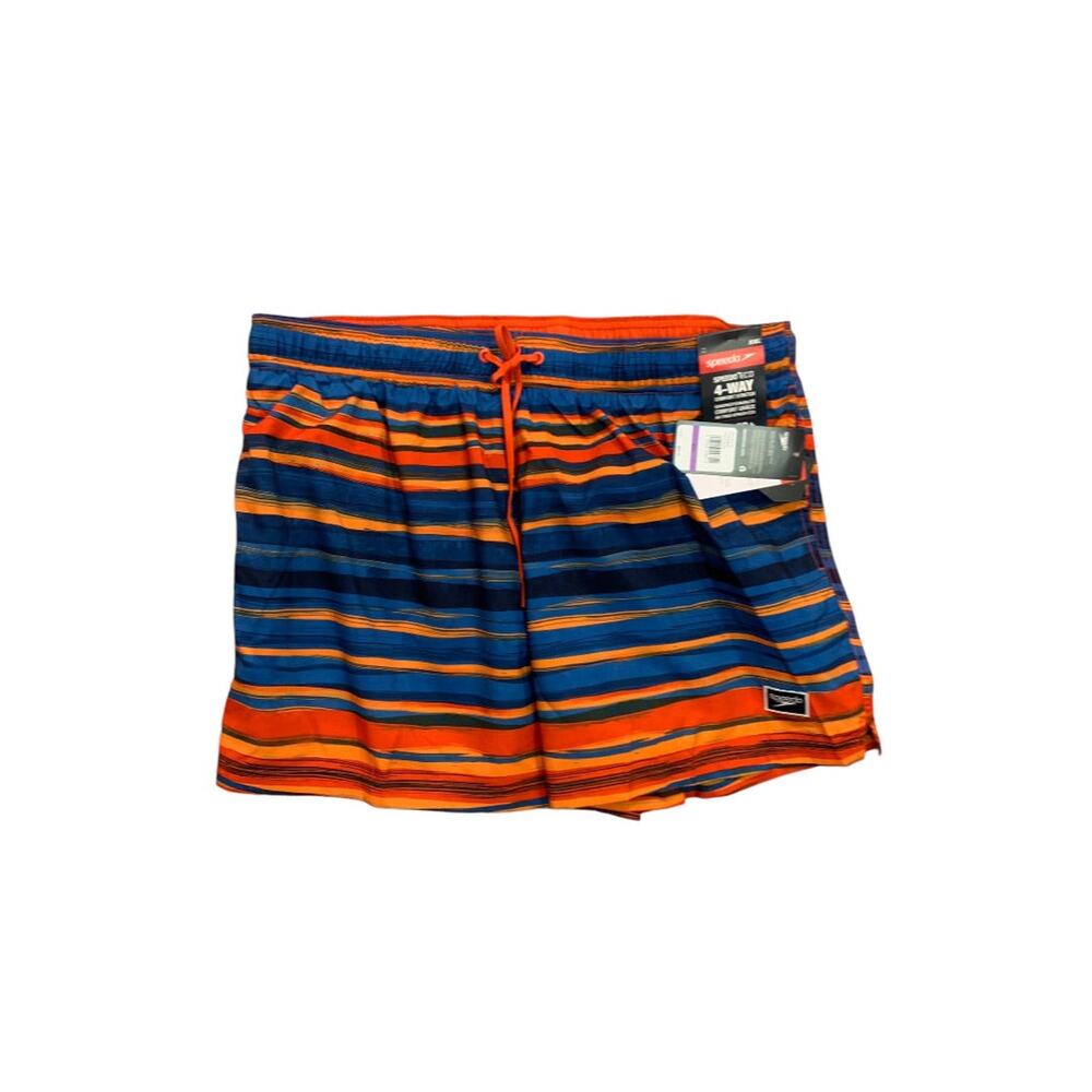 XXL Speedo Mens New Swim Trunks Orange China‎ Blue Stripe Lined